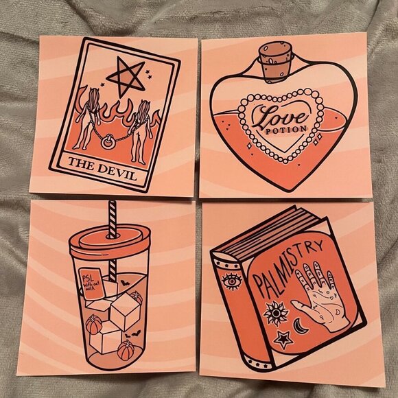 Handmade Other - Halloween / Tarot Card Art Print Set